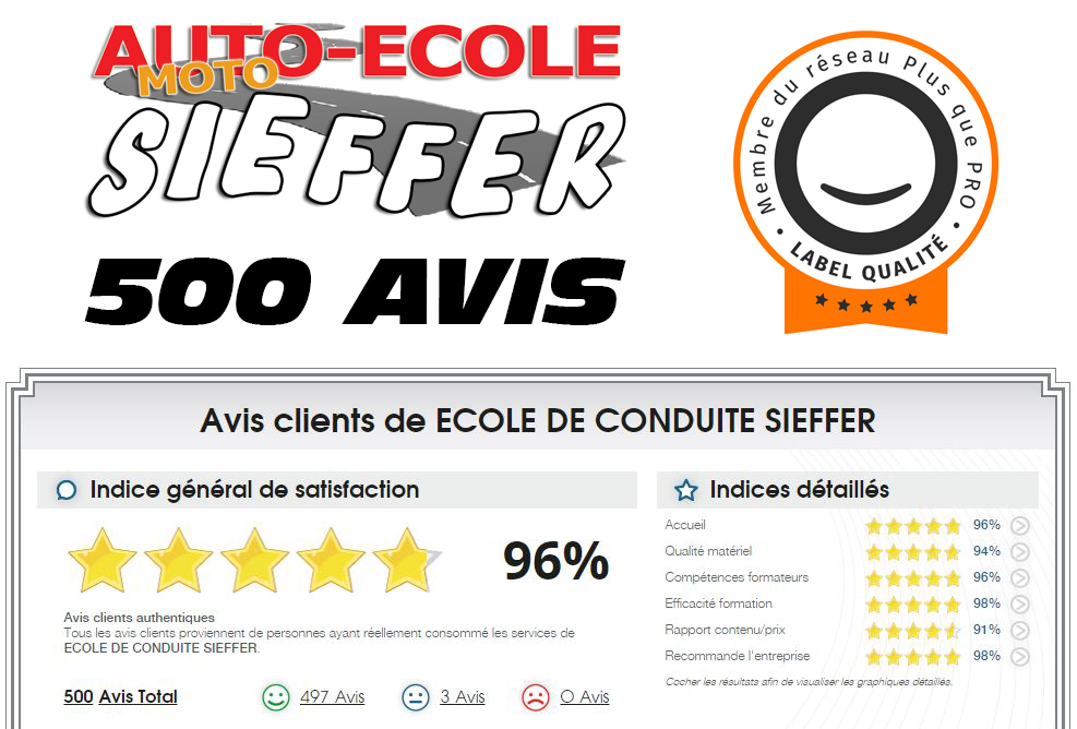 Avis de 500 clients de l'auto-moto école Sieffer