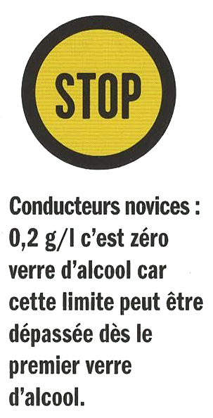 0.2 g d'alcool par litre de sang pour un jeune conducteur, c'est zéro verre